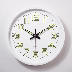 Luminous Wall Clock Quartz Movement Silent Round Plastic Minimalist Modern Timepiece For Bedroom Living Room Home Office