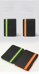 Detail showing cross-grain texture and contrasting color stitching of the magic wallet