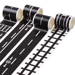 Road Traffic Washi Tape Railway Track Highway DIY Play Stickers For Toy Cars Scene Building Kids Craft Removable Adhesive