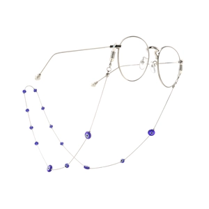 Evil Eye Beads Glasses Chain Metal Anti Slip Eyewear Strap Blue White Handmade Retro Fashion Cord Holder Accessory