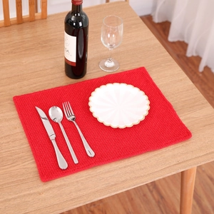 Christmas Red Placemat Knitted Thick Fabric Table Mat For Festive Dinner Party Decoration Rectangular Home Decor