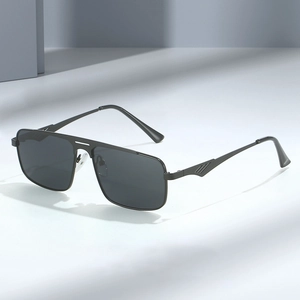 Herren Sonnenbrille Quadratischer Metallrahmen Doppelsteg UV400 Schutz Business Casual Outdoor Mode Brillen