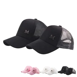 Baseball Cap Mesh Breathable Sun Protection Adjustable Trucker Hat Metal M Logo Outdoor Summer Accessories Men Women Kids