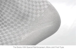 Detail of bamboo fiber socks with special reinforcement for a perfect joint foot fit