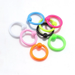 Neon multi-color stainless steel CBR nose and ear piercing rings with ball closure