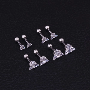 Set di 9 orecchini a triangolo in acciaio inossidabile argento con zirconi