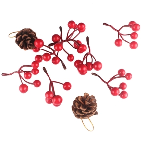 Tallos de Bayas Rojas Artificiales para Decoraciones Navideñas Manualidades de Bricolage Bayas de Simulación para Árbol de Navidad