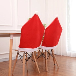 Christmas Chair Covers Santa Hat Shape Red White Non-Woven Fabric Dining Room Holiday Party Decor Festive Accessory