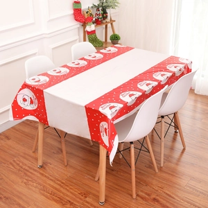 Waterproof rectangular Christmas tablecloth with Santa Claus and Merry Christmas print