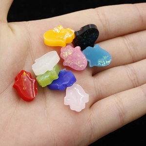 Colorful 12x14mm synthetic opal Hamsa hand charms for DIY jewelry making
