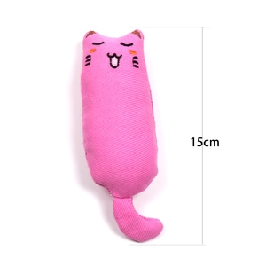 Pink cotton plush cat toy with catnip for kitten teething and play, 15cm height