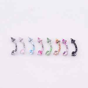 Set of 8 colorful paint splatter cone eyebrow rings made of durable stainless steel