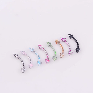 Stainless Steel Eyebrow Studs Paint Splatter Spike Curved Barbells Body Piercing Jewelry Punk Style For Men And Women