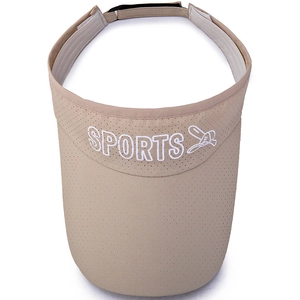 Khaki outdoor sports visor with breathable mesh fabric and wide brim for sun protection