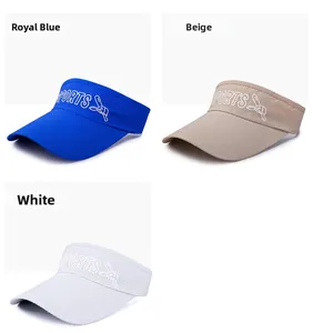 Breathable outdoor sun visor caps in royal blue, beige, and white with SPORTS logo
