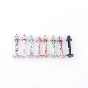 Splatter Pattern Spike Labret Stud Stainless Steel Colorful Painted Lip Ring Tragus Earring Body Piercing Jewelry