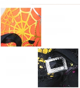 Detail of Halloween headband featuring bronzing spider web texture and faux gemstone