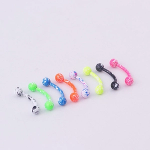 Set of 8 curved eyebrow rings in mixed splatter paint colors made of stainless steel