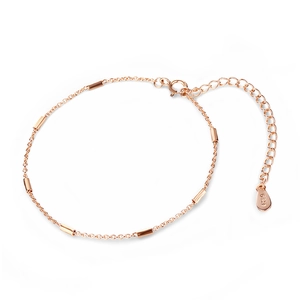 Elegant 925 sterling silver rose gold bracelet with minimalist geometric cylinder charms