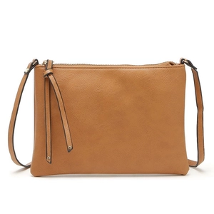 Women Crossbody Bag PU Leather Minimalist Small Square Shoulder Bag With Tassel Zipper Solid Color