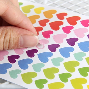 Rainbow gradient heart stickers for DIY scrapbooking with easy-to-peel adhesive paper