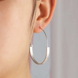 Geometric Semi Circular Alloy Hoop Earrings With Steel Earring Post Minimalist Modern Versatile Fashion Jewelry For Women