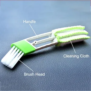 Spazzola per bocchette auto con setole in nylon e panno in microfibra per cruscotto