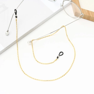 Elegant gold chain eyewear strap with white pearls and anti-slip rubber loops