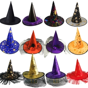 Chapeau de sorcière Halloween costume de sorcier fête enfants adultes accessoires