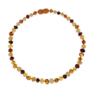 Natural Baltic Amber Beaded Necklace Irregular Polished Stone Handmade Jewelry With Screw Clasp For Adults Unisex Fashion