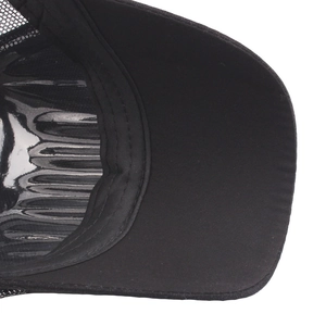 Breathable black mesh baseball cap for women with curved brim and structured sun protection