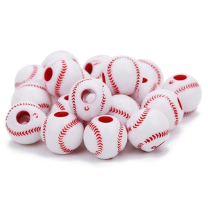 12mm acrylic baseball beads for DIY bracelet making and jewelry crafting supplies