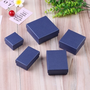 Lake Blue Textured Jewelry Box For Necklace Ring Earring Storage Square Paper Cardboard Gift Packaging Case Organizer