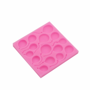 Pink silicone balloon mold with thirteen cavities for DIY fondant cake decorating