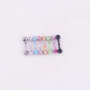 8pcs colorful spotted acrylic ball barbell ear studs in stainless steel body piercing set