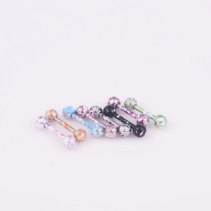Colorful splatter pattern stainless steel barbell earrings for body piercing jewelry