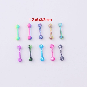 10-piece set of colorful marble-patterned stainless steel ear studs and body jewelry
