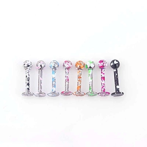 Stainless Steel Lip Rings Studs Lacquer Colorful Splash Pattern Body Jewelry Piercing Fashion Accessory