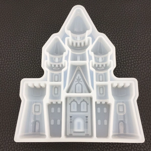 Detailed macro view of a translucent silicone castle mold for DIY crystal resin casting