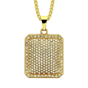 Hip Hop Men Necklace Bling Rhinestone Pendant Square Heavy Industry Iced Out Alloy Box Chain Jewelry Accessory