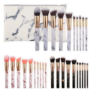 10pcs marble makeup brush set with portable zipper pouch in three elegant color patterns
