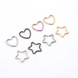 316L stainless steel heart and star cartilage earrings in four metallic colors set