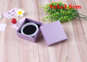 Detailed top view of 9x9x3.5cm purple jewelry box for bracelets with soft black insert