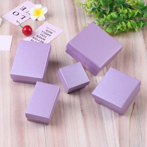 Jewelry Gift Box Purple Textured Paper Packaging Storage For Ring Necklace Earring Bracelet Showcase Square Rectangular