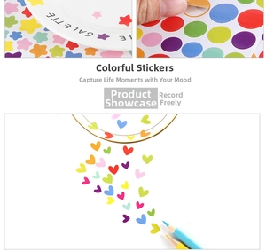Detail of colorful star and heart paper stickers for diary and scrapbook decoration