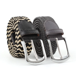 Elastic Woven Braided Belt For Men Women Unisex Stretch Strap With Alloy Pin Buckle Casual Faux Leather Trim