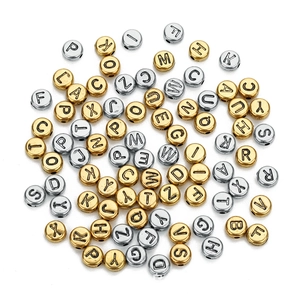Mix of gold and silver acrylic alphabet beads for DIY jewelry bracelet making