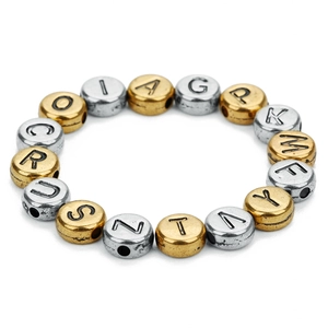 DIY charm bracelet with gold and silver acrylic alphabet beads for jewelry making
