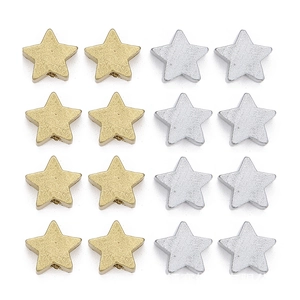 Star Wood Beads Pentagram Spacer Beads For DIY Jewelry Making Crafts Bracelet Necklace Accessories Metallic Finish