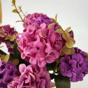 Artificial oil painting style hydrangea bouquet in pink and purple for wedding decor